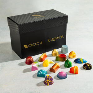 The Perfect Selection luxury chocolate gift box featuring handcrafted artisan chocolates by Cacao & Cardamom.