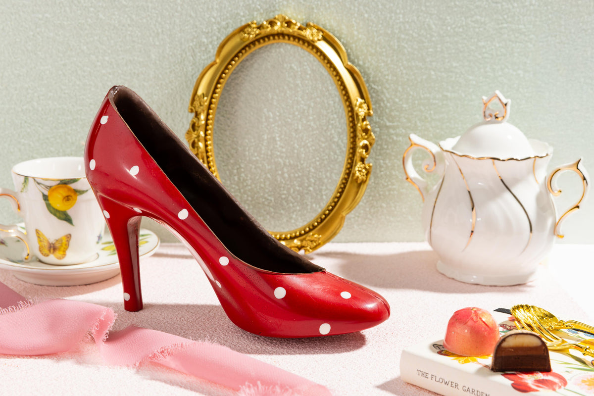 Edible Chocolate Shoe with polka Dot for Mothers Day Gift 