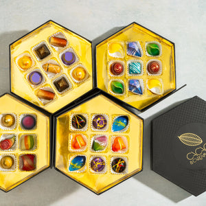 Top view of the Signature Chocolate Tasting Gift Set 36-piece showcasing handcrafted artisan chocolates.